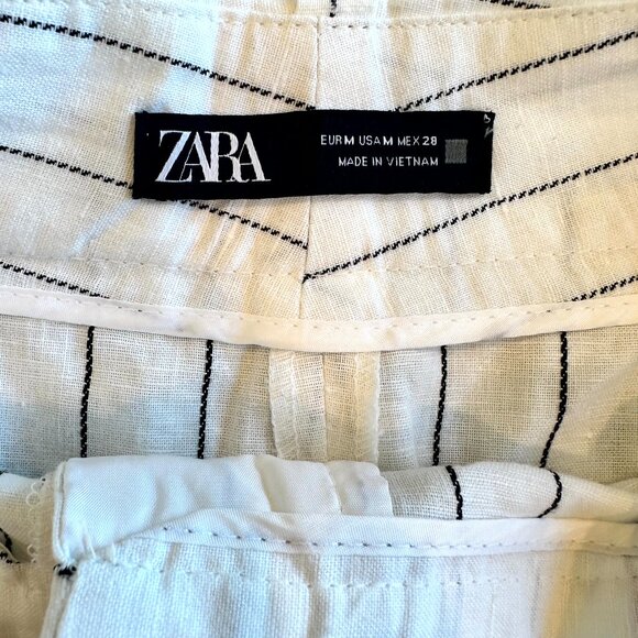 NWOT - Zara Pinstripe Linen Pants - Size Medium - Picture 7 of 7